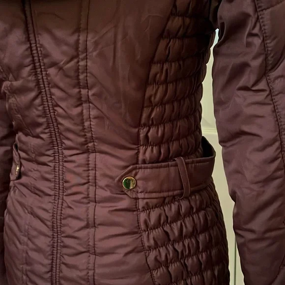 Women’s Celebrity Pink Puffer Coat with faux fur trim removable hood - Picture 7 of 10